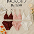 Pack of 3 - Soft Silk Bralette & High-Waist Panty Set