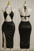 (30%) OFF - Silk Halter Cut-Out Bodycon Midi Dress with Side Slit