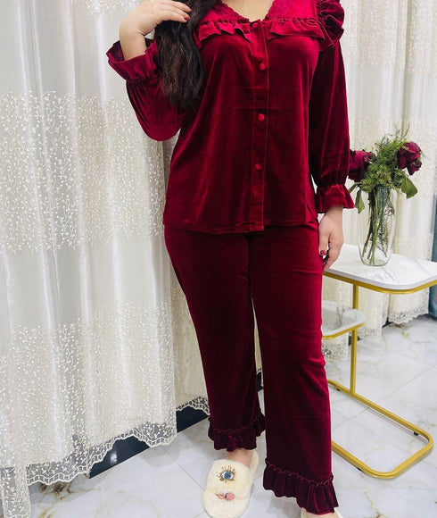 (30%) OFF - Chic Velvet 2-Piece Lounge Set