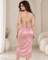 Silk Halter Cut-Out Bodycon Midi Dress with Side Slit