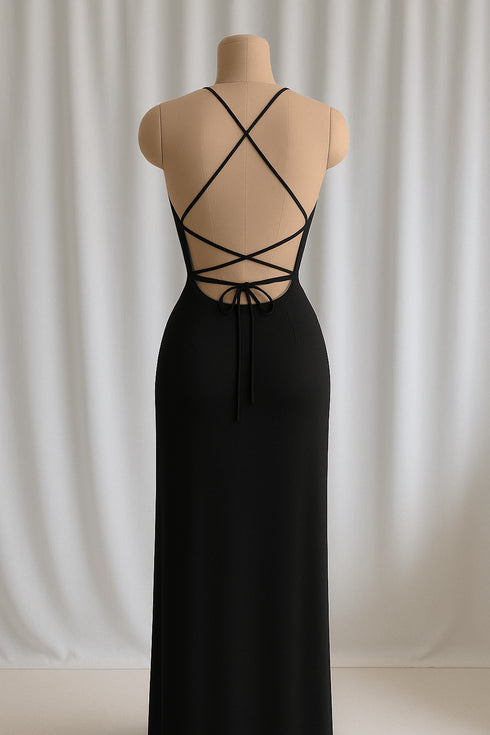 (30%) OFF - Midnight Allure – Lace Long Gown & Backless Maxi Set