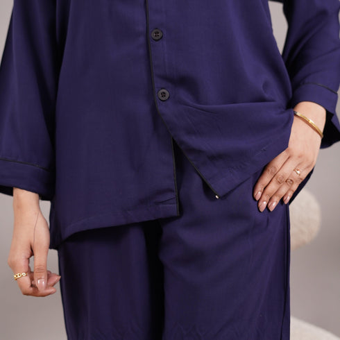 PURPLE SOLID LINEN PJS