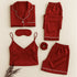 Blush Whisper – 6-Piece Luxury Silk Sleepwear Ensemble