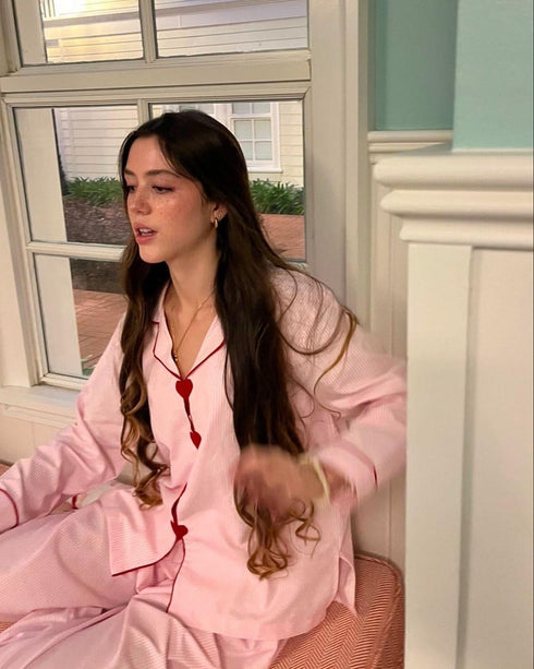 (30%) OFF - Cozy Cotton Heart-Accented Pajama Set