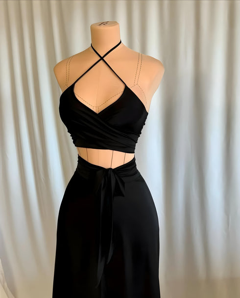 (30%) OFF - Luxury Silk Halter Wrap Midi Dress
