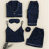 Blush Whisper – 6-Piece Luxury Silk Sleepwear Ensemble