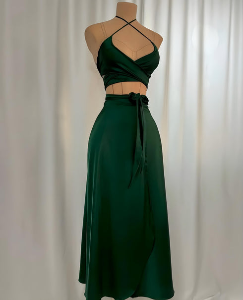 (30%) OFF - Luxury Silk Halter Wrap Midi Dress