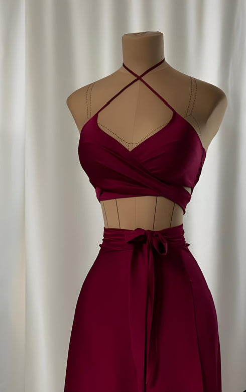 (30%) OFF - Luxury Silk Halter Wrap Midi Dress