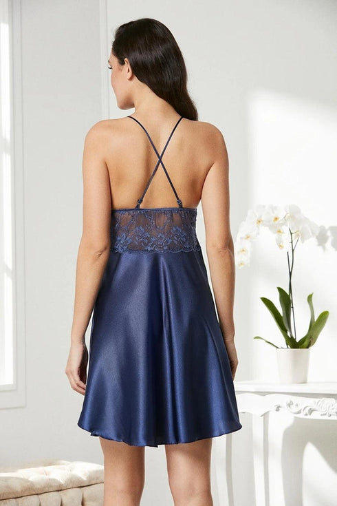 Moonlit Whisper Lace-Trim Silk Maxi