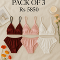 Pack of 3 - Soft Silk Bralette & High-Waist Panty Set
