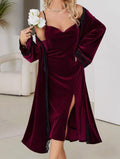 Midnight Reverie: Velvet Maxi & Luxe Robe - 2pc Set