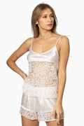 Celeste Lace-Panel Silk Lounge Set